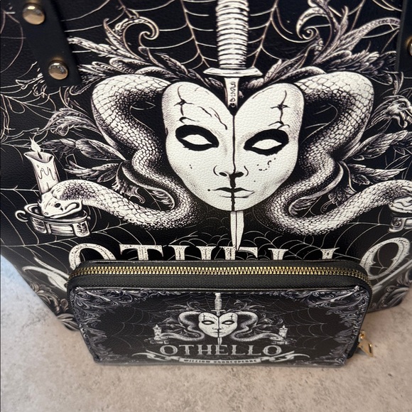 “Othello” Leather Black and White Tote Bag and Wallet - Picture 4 of 11